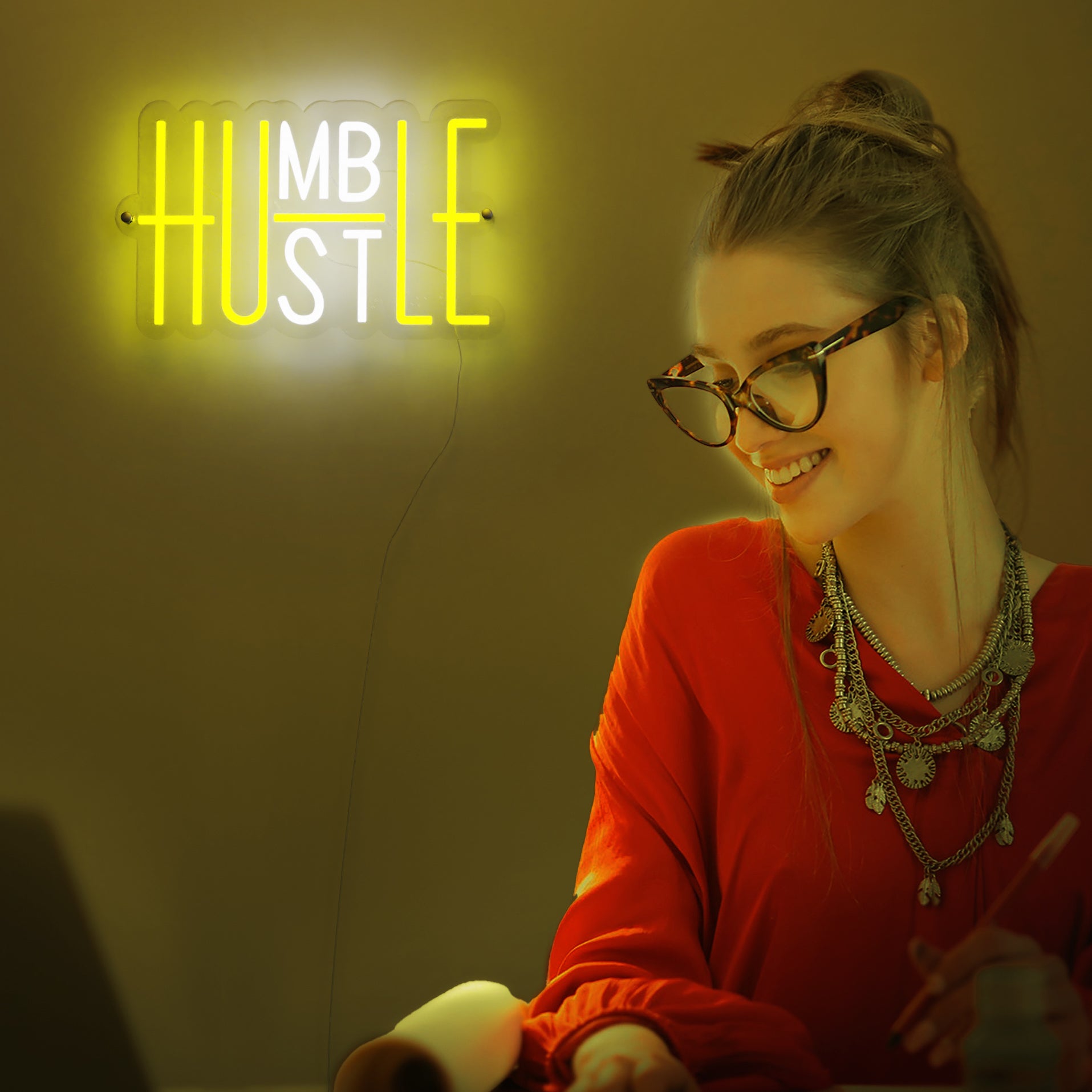 “Humble Hustle” Large LED Neon Sign